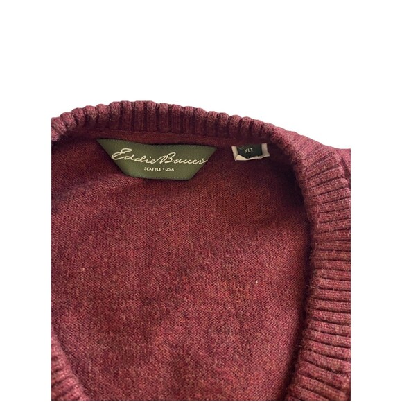 Eddie Bauer Sweater XLT V Neck Cotton Cashmere Preppy - Picture 9 of 9